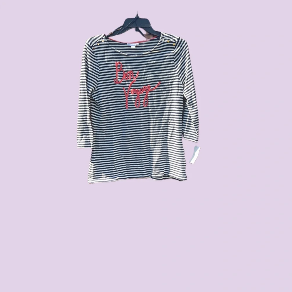 Retro Charter Club Striped Bon Voyage Petite Top NWT NEW Deadstock Nautical